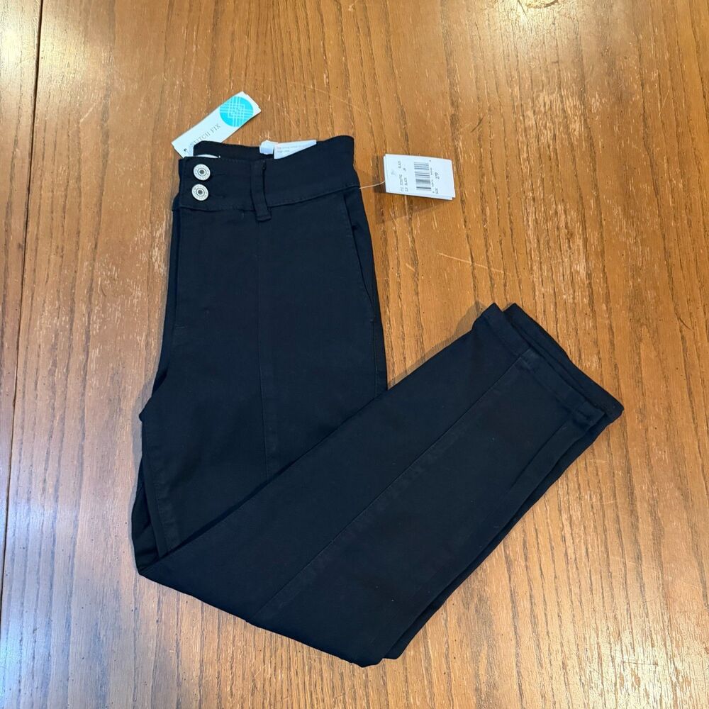 NWT STS Blue Caroline Crop Straight Pants Womens 27P Black High Rise Stretch